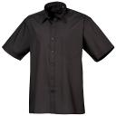 Premier Mens Short Sleeve Formal Poplin Plain Work Shirt Black 20
