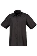 Premier Mens Short Sleeve Formal Poplin Plain Work Shirt Black 20