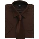 Premier Mens Short Sleeve Formal Poplin Plain Work Shirt Brown 15