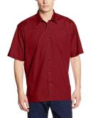 Premier Mens Short Sleeve Formal Poplin Plain Work Shirt Burgundy 16
