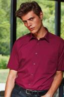 Premier Mens Short Sleeve Formal Poplin Plain Work Shirt Burgundy 17