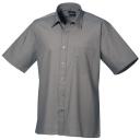 Premier Mens Short Sleeve Formal Poplin Plain Work Shirt Dark Grey 17