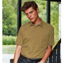 Premier Mens Short Sleeve Formal Poplin Plain Work Shirt Khaki 16.5
