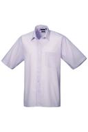 Premier Mens Short Sleeve Formal Poplin Plain Work Shirt Lilac 19