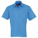 Premier Mens Short Sleeve Formal Poplin Plain Work Shirt Lilac Poplin Shirt