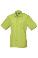 Premier Mens Short Sleeve Formal Poplin Plain Work Shirt Lime 15.5