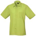 Premier Mens Short Sleeve Formal Poplin Plain Work Shirt Lime 15.5