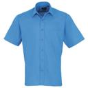 Premier Mens Short Sleeve Formal Poplin Plain Work Shirt Lime 15.5