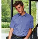 Premier Mens Short Sleeve Formal Poplin Plain Work Shirt Mid Blue 19