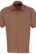 Premier Mens Short Sleeve Formal Poplin Plain Work Shirt Mid Blue 19