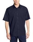 Premier Mens Short Sleeve Formal Poplin Plain Work Shirt Navy 16
