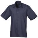 Premier Mens Short Sleeve Formal Poplin Plain Work Shirt Navy 16