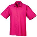 Premier Mens Short Sleeve Formal Poplin Plain Work Shirt Navy 17