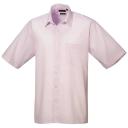 Premier Mens Short Sleeve Formal Poplin Plain Work Shirt Navy 17