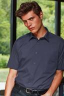 Premier Mens Short Sleeve Formal Poplin Plain Work Shirt Navy 19