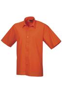Premier Mens Short Sleeve Formal Poplin Plain Work Shirt Orange 18