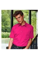 Premier Mens Short Sleeve Formal Poplin Plain Work Shirt Pink 19