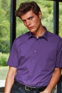 Premier Mens Short Sleeve Formal Poplin Plain Work Shirt (Purple) (18)