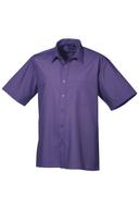 Premier Mens Short Sleeve Formal Poplin Plain Work Shirt (Purple) (18)