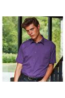 Premier Mens Short Sleeve Formal Poplin Plain Work Shirt Red 14.5