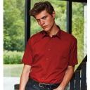 Premier Mens Short Sleeve Formal Poplin Plain Work Shirt Red 17.5