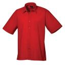Premier Mens Short Sleeve Formal Poplin Plain Work Shirt Red 18.5