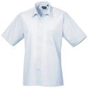 Premier Mens Short Sleeve Formal Poplin Plain Work Shirt Red 21