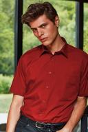 Premier Mens Short Sleeve Formal Poplin Plain Work Shirt Red 23