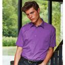 Premier Mens Short Sleeve Formal Poplin Plain Work Shirt Rich Violet Poplin Shirt