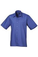 Premier Mens Short Sleeve Formal Poplin Plain Work Shirt Royal 18