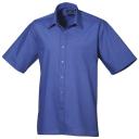 Premier Mens Short Sleeve Formal Poplin Plain Work Shirt Royal 18