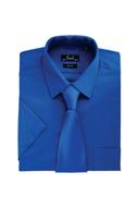 Premier Mens Short Sleeve Formal Poplin Plain Work Shirt Royal Poplin Shirt