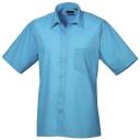 Premier Mens Short Sleeve Formal Poplin Plain Work Shirt Silver 15