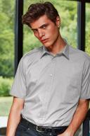 Premier Mens Short Sleeve Formal Poplin Plain Work Shirt Silver 19
