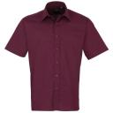 Premier Mens Short Sleeve Formal Poplin Plain Work Shirt Silver 19