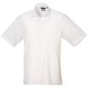 Premier Mens Short Sleeve Formal Poplin Plain Work Shirt Silver 23