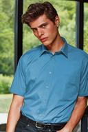 Premier Mens Short Sleeve Formal Poplin Plain Work Shirt Turquoise 19
