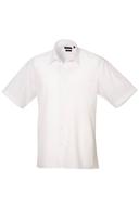 Premier Mens Short Sleeve Formal Poplin Plain Work Shirt White 20