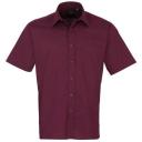 Premier Mens Short Sleeve Formal Poplin Plain Work Shirt White 20