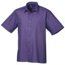 Premier Mens Short Sleeve Formal Poplin Plain Work Shirt White 20