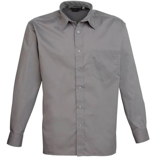 Premier PR200 Men's Formal Poplin Long Sleeve Shirt Dark Grey 19