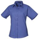 Premier Short Sleeve Poplin Blouse / Plain Work Shirt Aqua 16