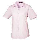 Premier Short Sleeve Poplin Blouse / Plain Work Shirt Aubergine 20