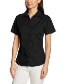 Premier Short Sleeve Poplin Blouse / Plain Work Shirt Black 12