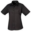 Premier Short Sleeve Poplin Blouse / Plain Work Shirt Black 12