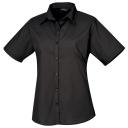 Premier Short Sleeve Poplin Blouse / Plain Work Shirt Black 14