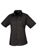 Premier Short Sleeve Poplin Blouse / Plain Work Shirt (Black) - RW1092