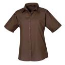 Premier Short Sleeve Poplin Blouse / Plain Work Shirt Brown 16