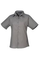 Premier Short Sleeve Poplin Blouse / Plain Work Shirt (Dark Grey) (12)