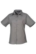 Premier Short Sleeve Poplin Blouse / Plain Work Shirt (Dark Grey) (12)